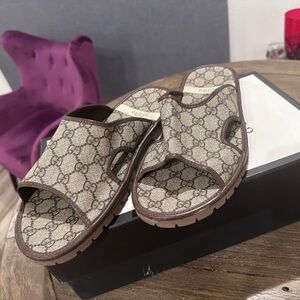 Authentic Gucci Brown Monogram Sandals